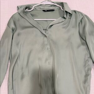 Zara Mint Satin Shirt